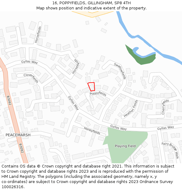 16, POPPYFIELDS, GILLINGHAM, SP8 4TH: Location map and indicative extent of plot