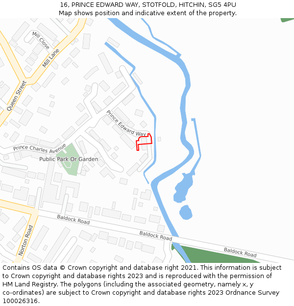 16, PRINCE EDWARD WAY, STOTFOLD, HITCHIN, SG5 4PU: Location map and indicative extent of plot