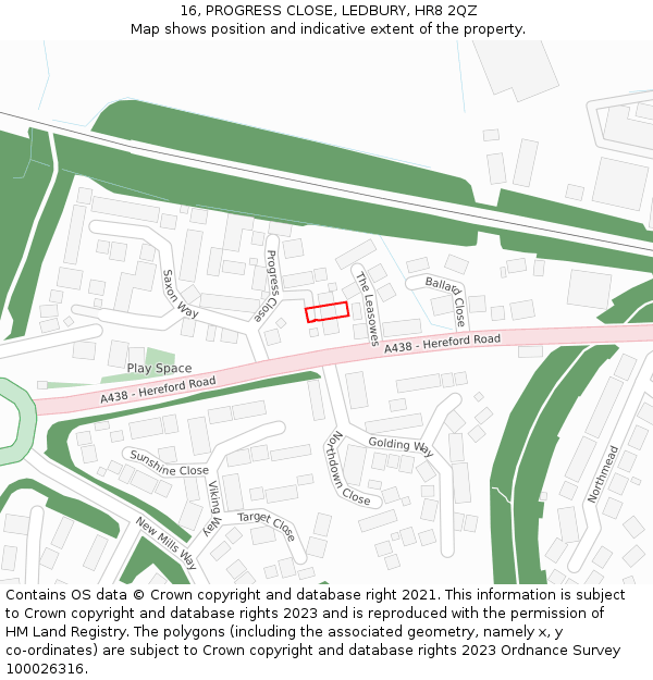 16, PROGRESS CLOSE, LEDBURY, HR8 2QZ: Location map and indicative extent of plot