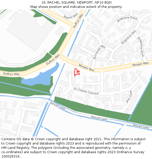 16, RACHEL SQUARE, NEWPORT, NP10 8QN: Location map and indicative extent of plot