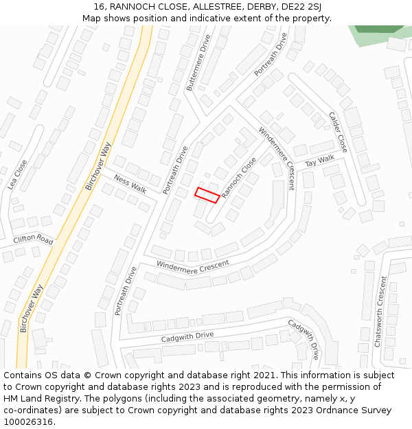 16, RANNOCH CLOSE, ALLESTREE, DERBY, DE22 2SJ: Location map and indicative extent of plot