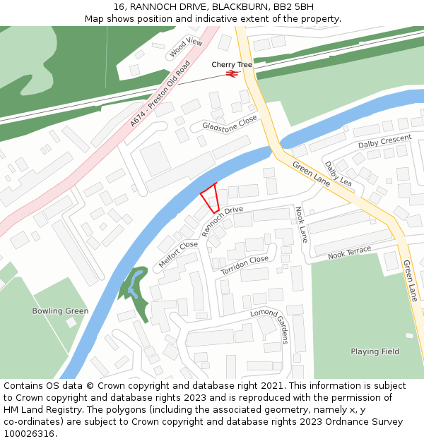 16, RANNOCH DRIVE, BLACKBURN, BB2 5BH: Location map and indicative extent of plot