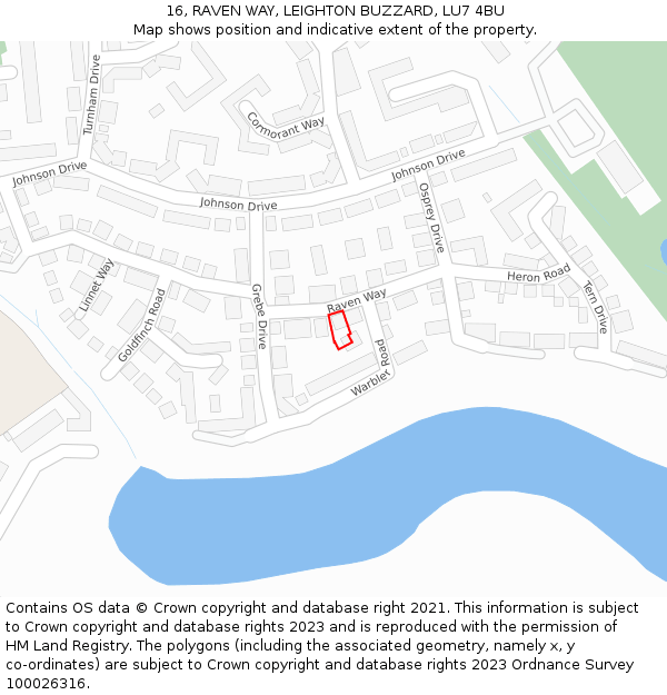 16, RAVEN WAY, LEIGHTON BUZZARD, LU7 4BU: Location map and indicative extent of plot