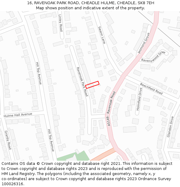 16, RAVENOAK PARK ROAD, CHEADLE HULME, CHEADLE, SK8 7EH: Location map and indicative extent of plot