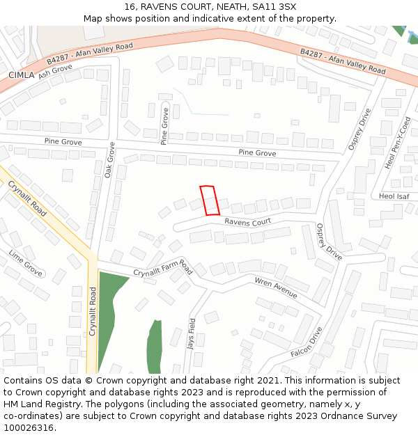 16, RAVENS COURT, NEATH, SA11 3SX: Location map and indicative extent of plot