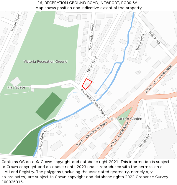 16, RECREATION GROUND ROAD, NEWPORT, PO30 5AH: Location map and indicative extent of plot