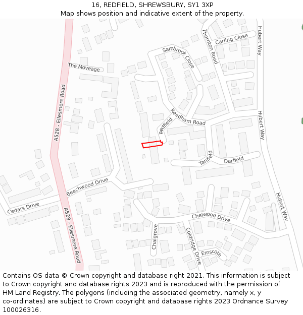 16, REDFIELD, SHREWSBURY, SY1 3XP: Location map and indicative extent of plot