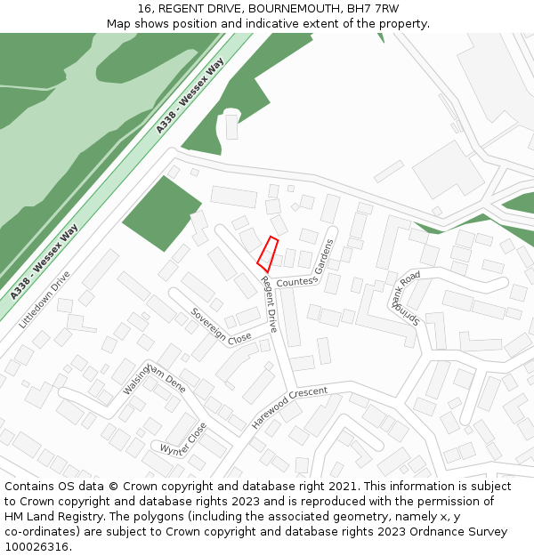 16, REGENT DRIVE, BOURNEMOUTH, BH7 7RW: Location map and indicative extent of plot