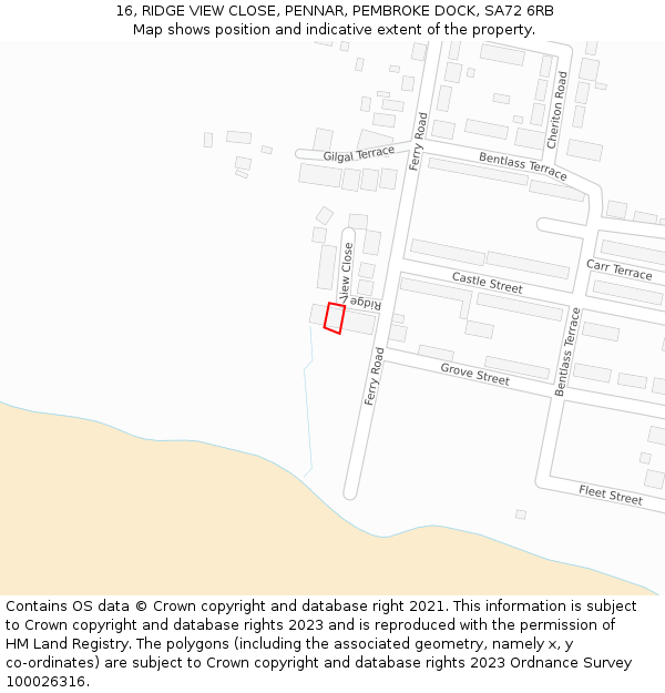 16, RIDGE VIEW CLOSE, PENNAR, PEMBROKE DOCK, SA72 6RB: Location map and indicative extent of plot