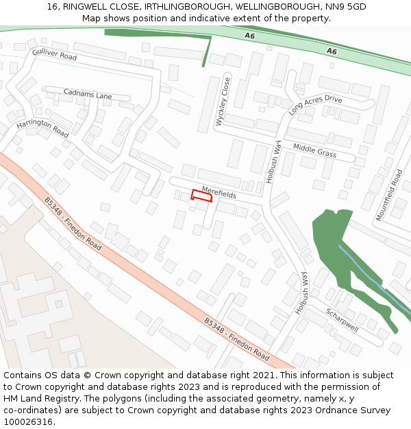 16, RINGWELL CLOSE, IRTHLINGBOROUGH, WELLINGBOROUGH, NN9 5GD: Location map and indicative extent of plot