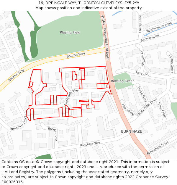 16, RIPPINGALE WAY, THORNTON-CLEVELEYS, FY5 2YA: Location map and indicative extent of plot