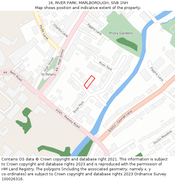 16, RIVER PARK, MARLBOROUGH, SN8 1NH: Location map and indicative extent of plot