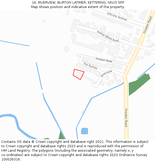 16, RIVERVIEW, BURTON LATIMER, KETTERING, NN15 5PP: Location map and indicative extent of plot
