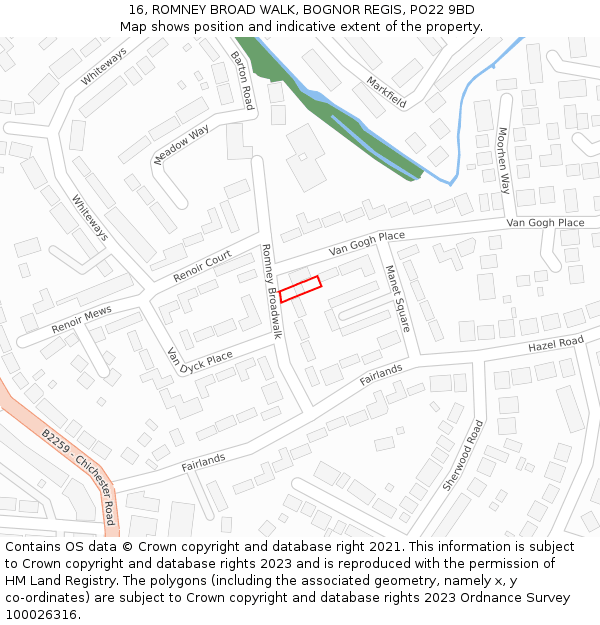 16, ROMNEY BROAD WALK, BOGNOR REGIS, PO22 9BD: Location map and indicative extent of plot