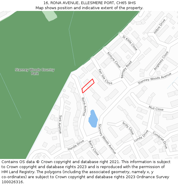 16, RONA AVENUE, ELLESMERE PORT, CH65 9HS: Location map and indicative extent of plot