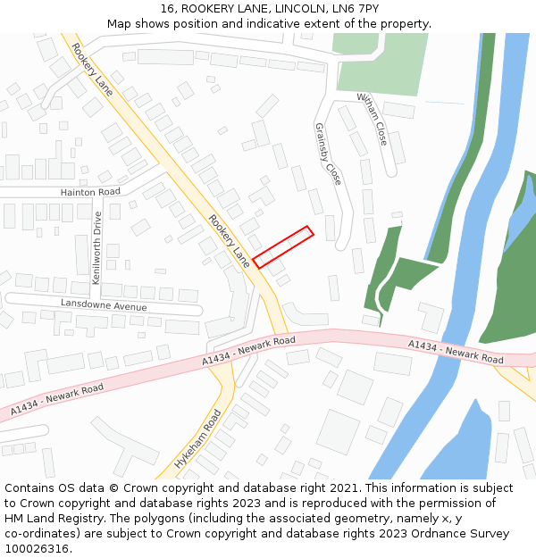 16, ROOKERY LANE, LINCOLN, LN6 7PY: Location map and indicative extent of plot