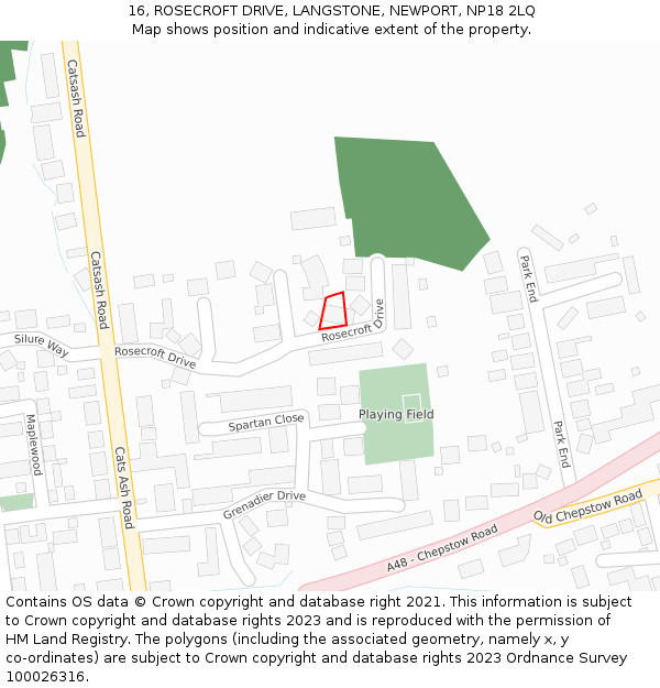 16, ROSECROFT DRIVE, LANGSTONE, NEWPORT, NP18 2LQ: Location map and indicative extent of plot