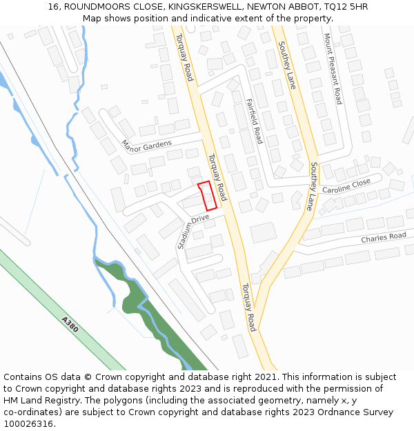 16, ROUNDMOORS CLOSE, KINGSKERSWELL, NEWTON ABBOT, TQ12 5HR: Location map and indicative extent of plot