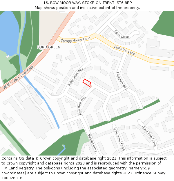 16, ROW MOOR WAY, STOKE-ON-TRENT, ST6 8BP: Location map and indicative extent of plot