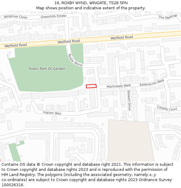 16, ROXBY WYND, WINGATE, TS28 5PN: Location map and indicative extent of plot