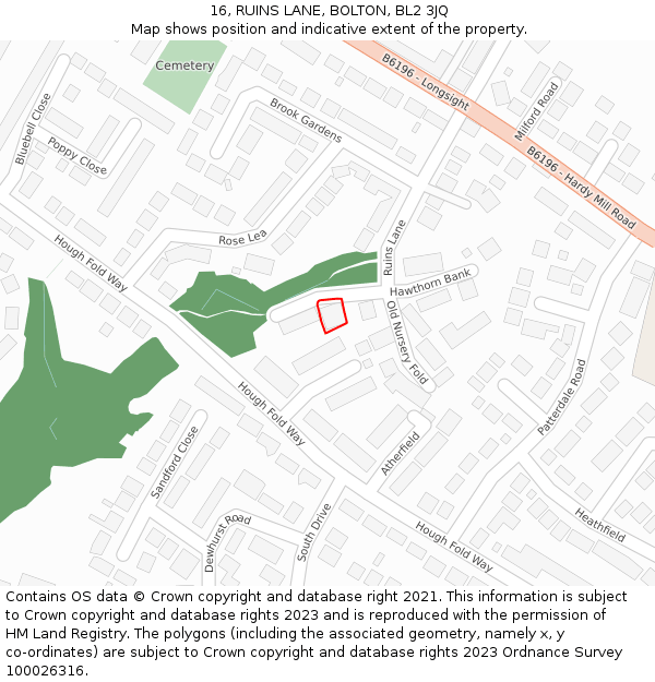 16, RUINS LANE, BOLTON, BL2 3JQ: Location map and indicative extent of plot