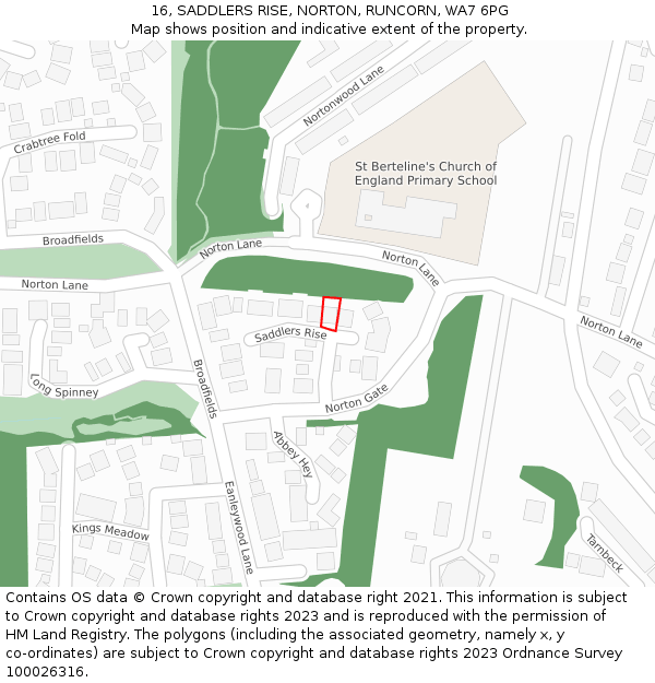 16, SADDLERS RISE, NORTON, RUNCORN, WA7 6PG: Location map and indicative extent of plot