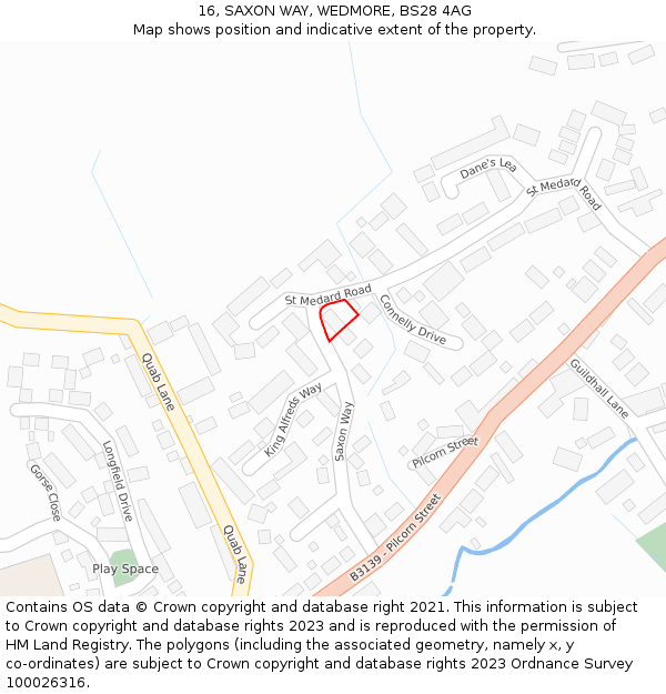 16, SAXON WAY, WEDMORE, BS28 4AG: Location map and indicative extent of plot