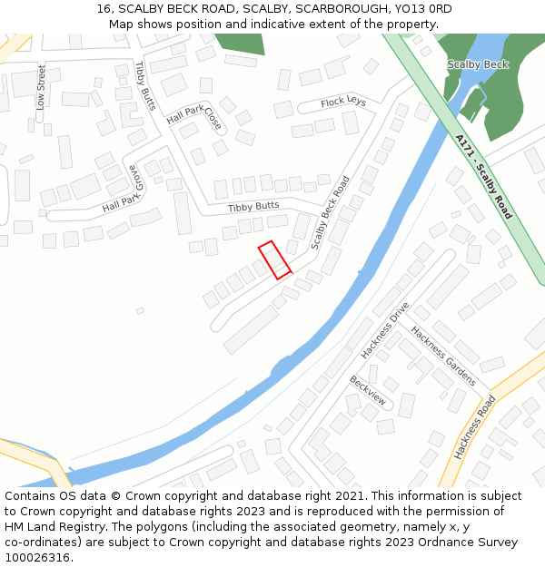 16, SCALBY BECK ROAD, SCALBY, SCARBOROUGH, YO13 0RD: Location map and indicative extent of plot