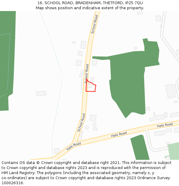 16, SCHOOL ROAD, BRADENHAM, THETFORD, IP25 7QU: Location map and indicative extent of plot