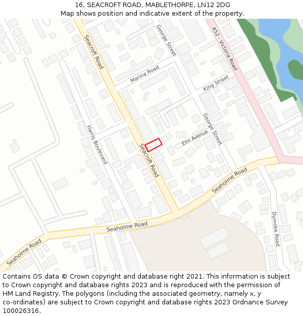 16, SEACROFT ROAD, MABLETHORPE, LN12 2DG: Location map and indicative extent of plot