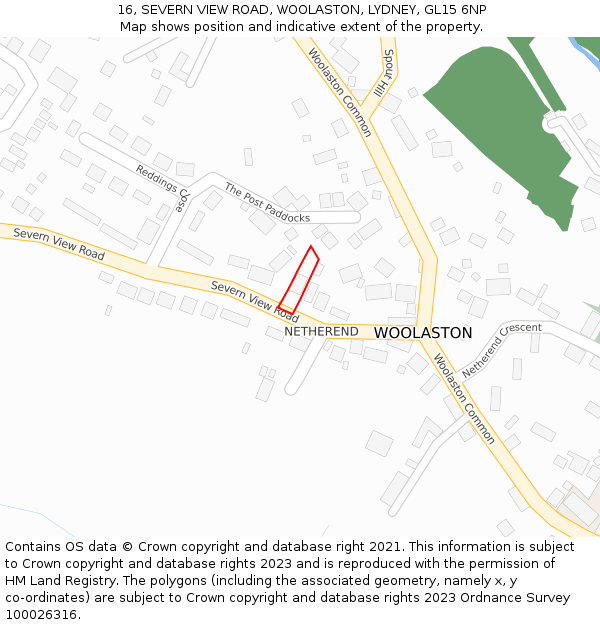 16, SEVERN VIEW ROAD, WOOLASTON, LYDNEY, GL15 6NP: Location map and indicative extent of plot