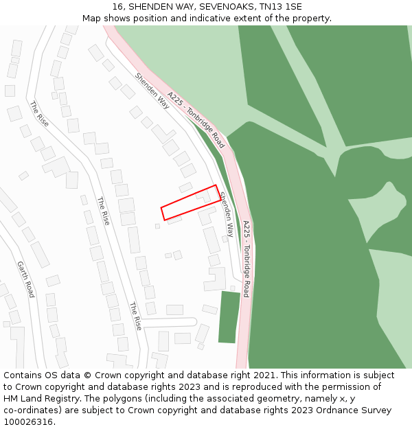 16, SHENDEN WAY, SEVENOAKS, TN13 1SE: Location map and indicative extent of plot