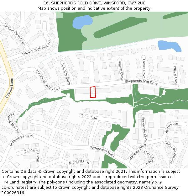 16, SHEPHERDS FOLD DRIVE, WINSFORD, CW7 2UE: Location map and indicative extent of plot