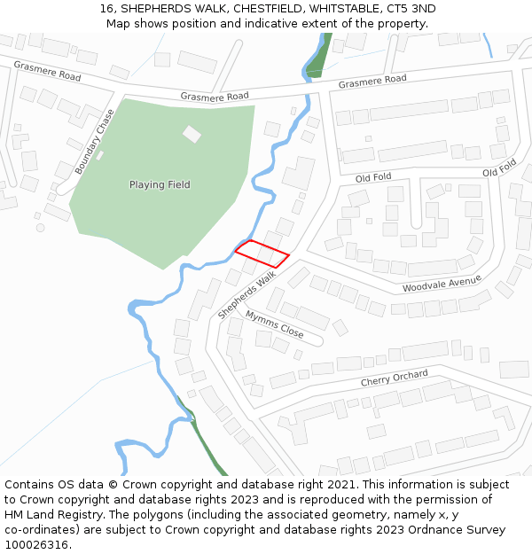 16, SHEPHERDS WALK, CHESTFIELD, WHITSTABLE, CT5 3ND: Location map and indicative extent of plot