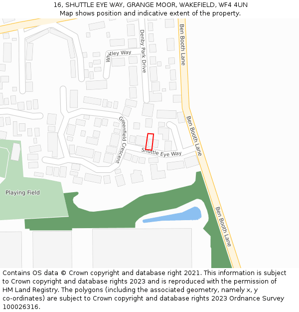 16, SHUTTLE EYE WAY, GRANGE MOOR, WAKEFIELD, WF4 4UN: Location map and indicative extent of plot