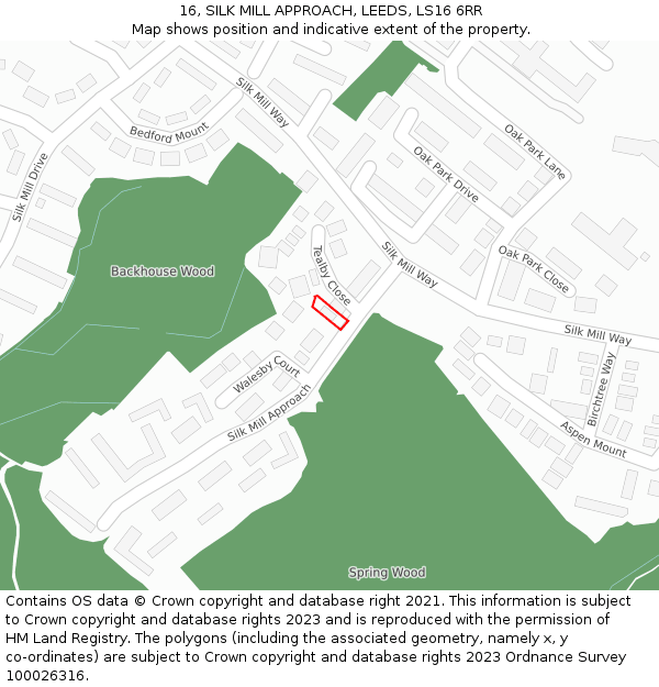 16, SILK MILL APPROACH, LEEDS, LS16 6RR: Location map and indicative extent of plot