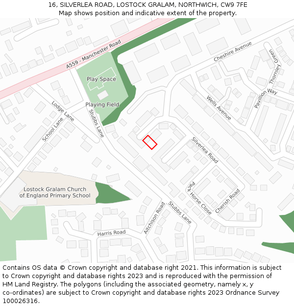16, SILVERLEA ROAD, LOSTOCK GRALAM, NORTHWICH, CW9 7FE: Location map and indicative extent of plot