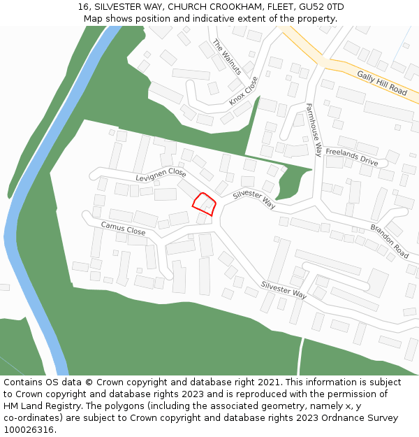 16, SILVESTER WAY, CHURCH CROOKHAM, FLEET, GU52 0TD: Location map and indicative extent of plot