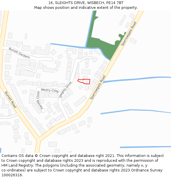 16, SLEIGHTS DRIVE, WISBECH, PE14 7BT: Location map and indicative extent of plot