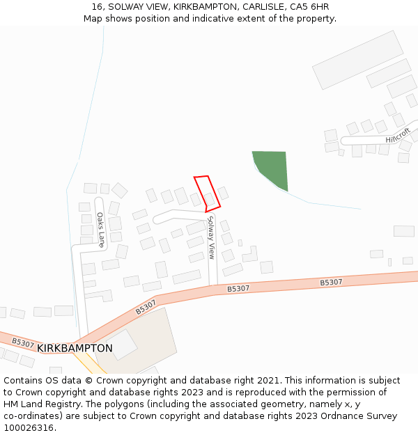 16, SOLWAY VIEW, KIRKBAMPTON, CARLISLE, CA5 6HR: Location map and indicative extent of plot