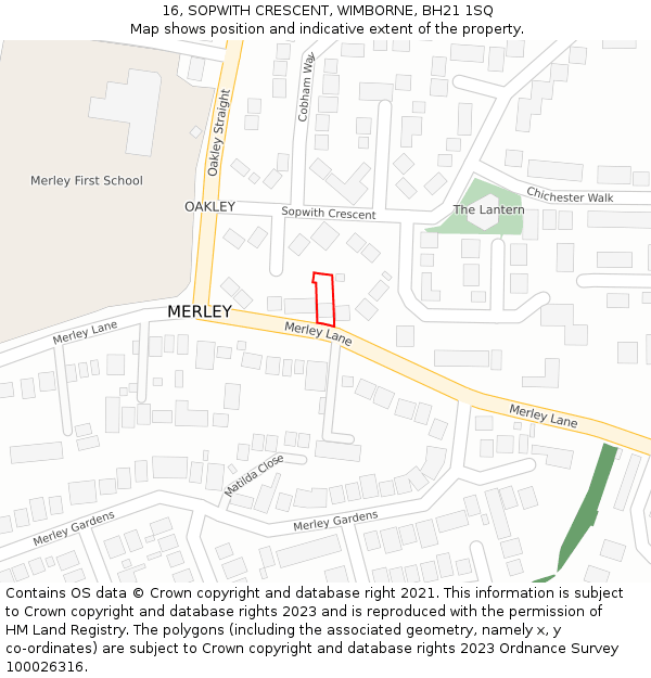 16, SOPWITH CRESCENT, WIMBORNE, BH21 1SQ: Location map and indicative extent of plot