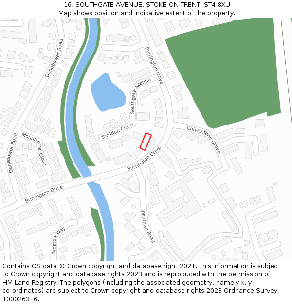 16, SOUTHGATE AVENUE, STOKE-ON-TRENT, ST4 8XU: Location map and indicative extent of plot