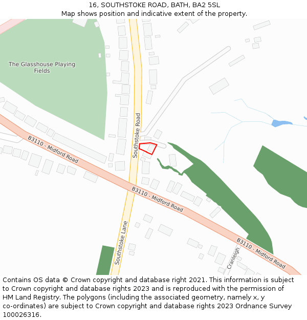 16, SOUTHSTOKE ROAD, BATH, BA2 5SL: Location map and indicative extent of plot