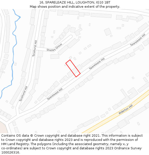 16, SPARELEAZE HILL, LOUGHTON, IG10 1BT: Location map and indicative extent of plot