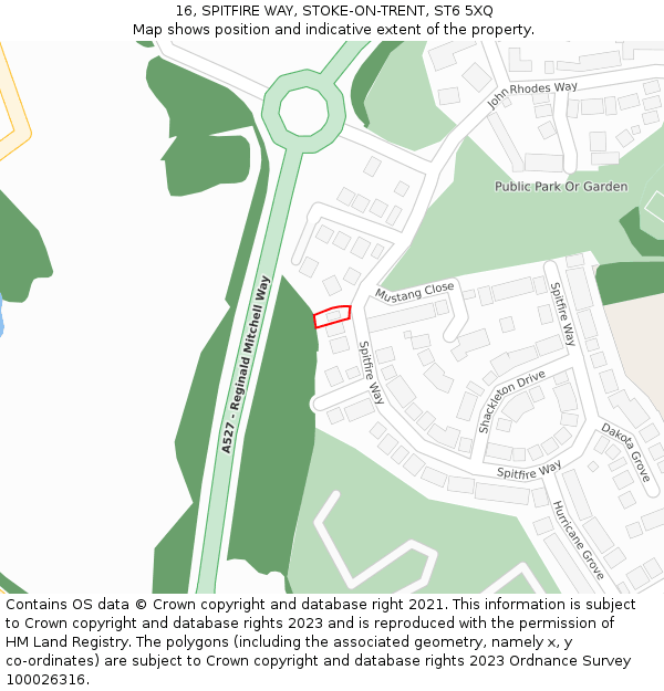 16, SPITFIRE WAY, STOKE-ON-TRENT, ST6 5XQ: Location map and indicative extent of plot