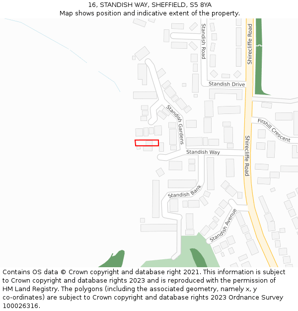 16, STANDISH WAY, SHEFFIELD, S5 8YA: Location map and indicative extent of plot