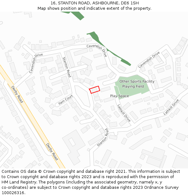16, STANTON ROAD, ASHBOURNE, DE6 1SH: Location map and indicative extent of plot