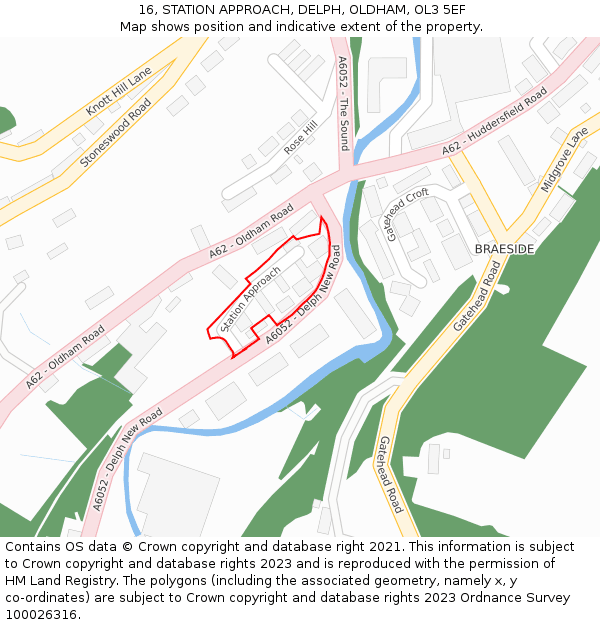 16, STATION APPROACH, DELPH, OLDHAM, OL3 5EF: Location map and indicative extent of plot