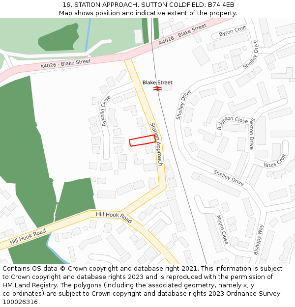 16, STATION APPROACH, SUTTON COLDFIELD, B74 4EB: Location map and indicative extent of plot