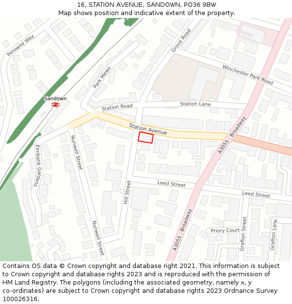 16, STATION AVENUE, SANDOWN, PO36 9BW: Location map and indicative extent of plot